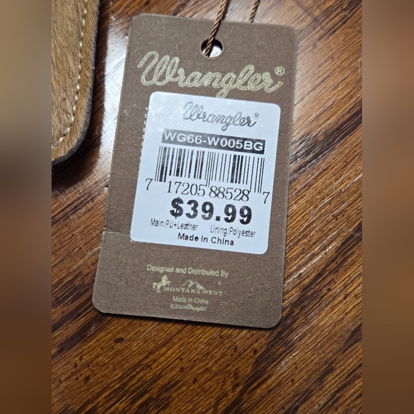 Wrangler Cowhide Leather Card Holder Coin Purse Keychain Wallet Western NWT - Picture 5 of 5